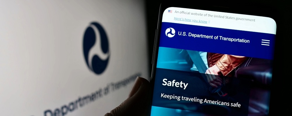 Phone with U.S. Department of Transportation app